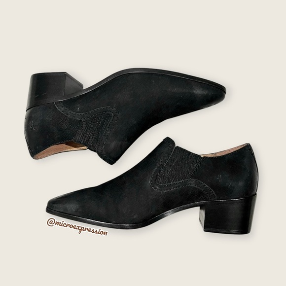 $339 Frye Eleanor Black Leather Western Shootie Everyday Casual Comfy Ankle Boot - Picture 7 of 16